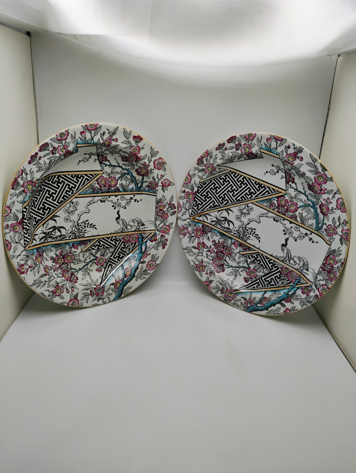Pair of Antique 1880 Pinder, Bourne & Co. Aesthetic Movement 