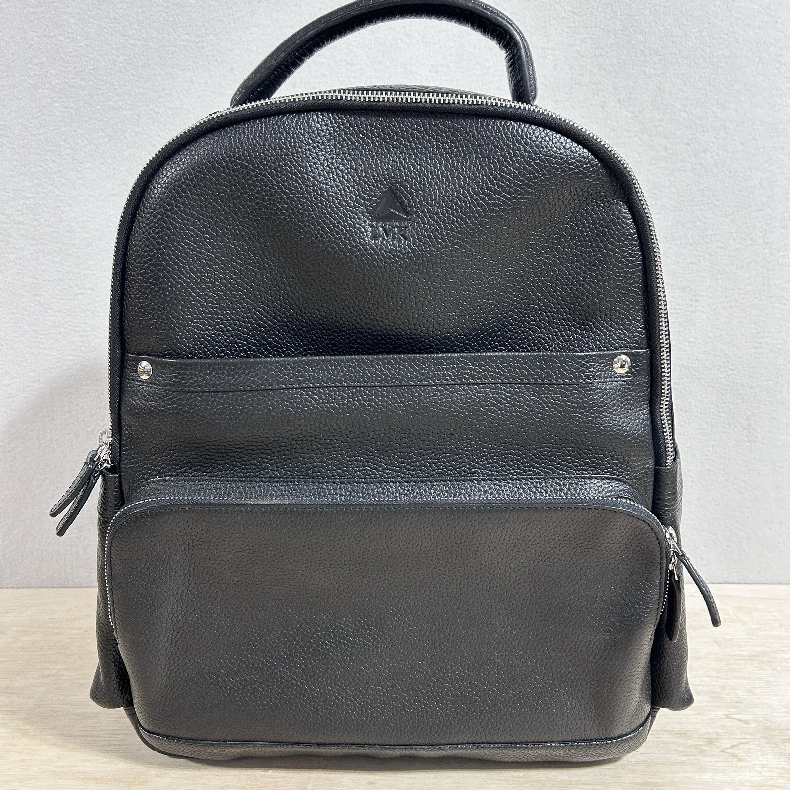 Royce New York Delta Million Miler Black Pebbled Leather Backpack Travel Bag