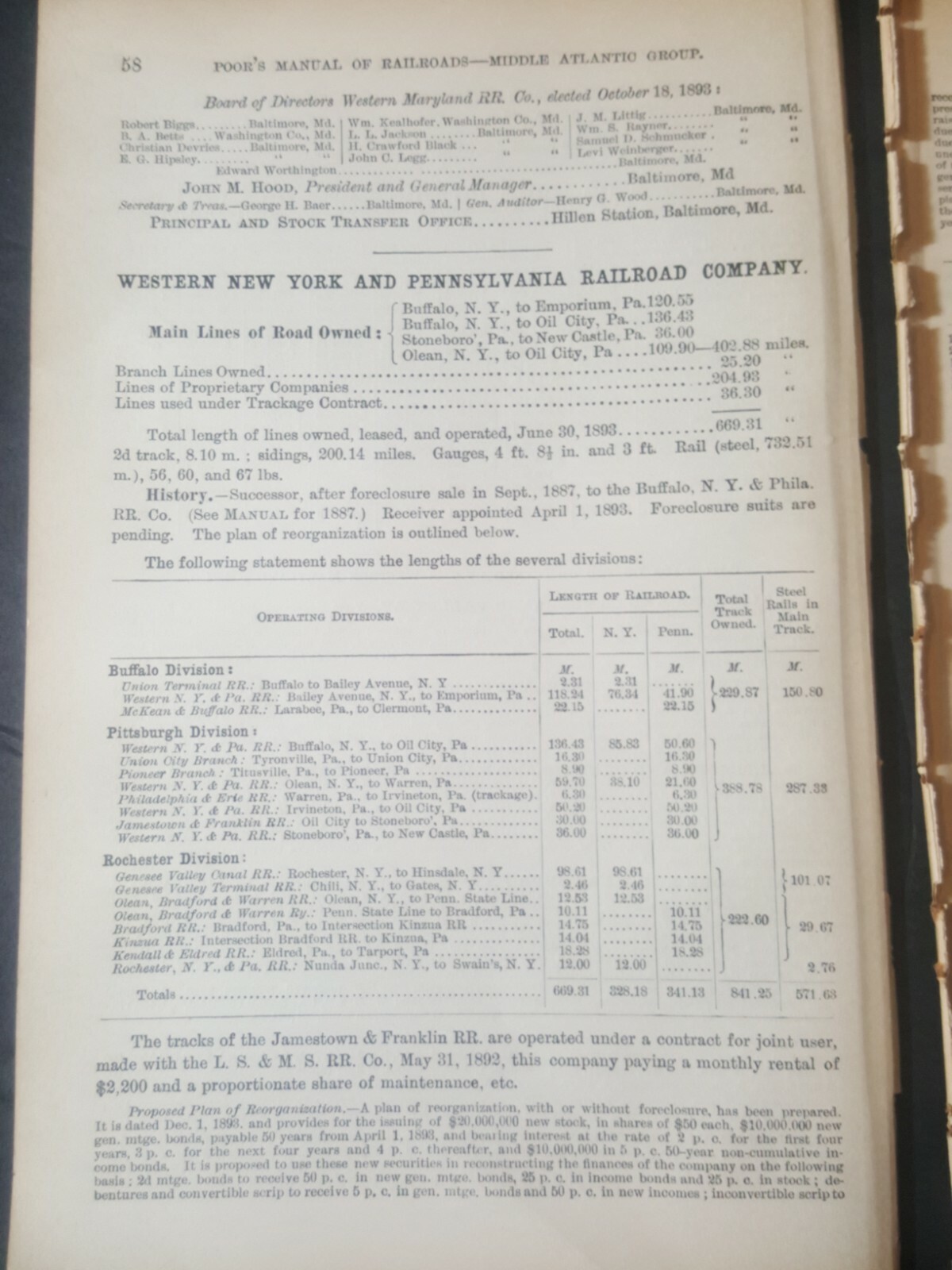 Original 1894 train report WESTERN NEW YORK & PENNSYLVANIA RAILROAD Emporium PA