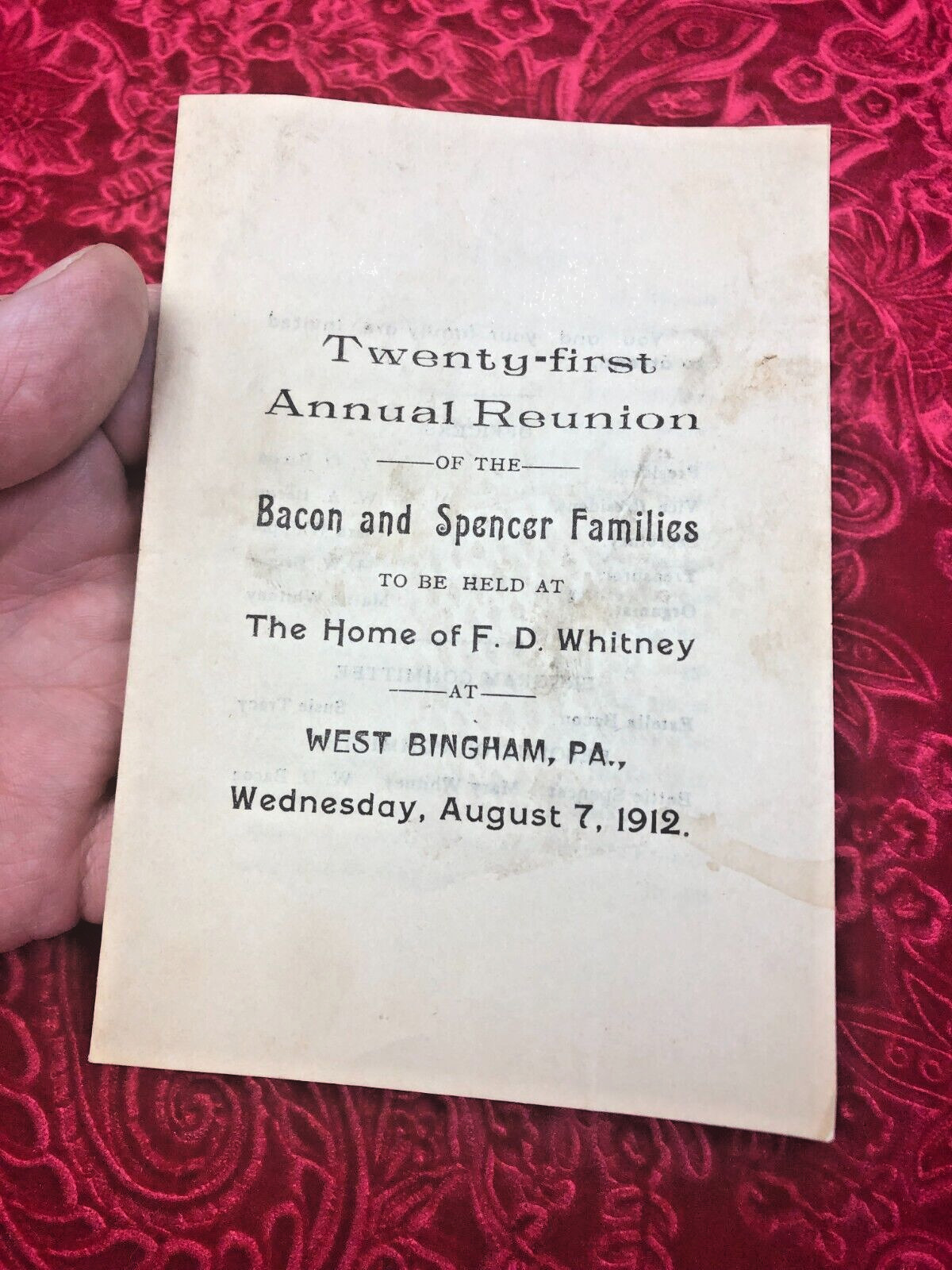 Antique Original 1912 Invitation \