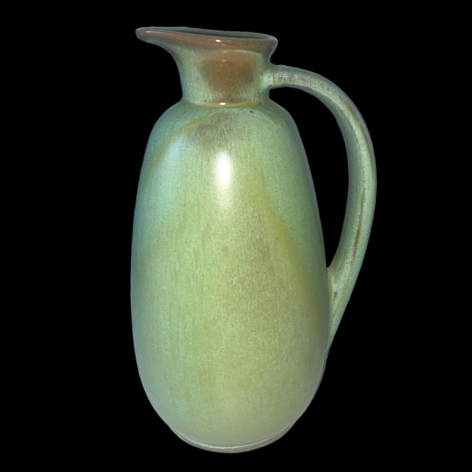 Vintage MCM Prairie Green Frankoma Jug Ewer Over Red Clay #835 24oz 1960\'s 8\