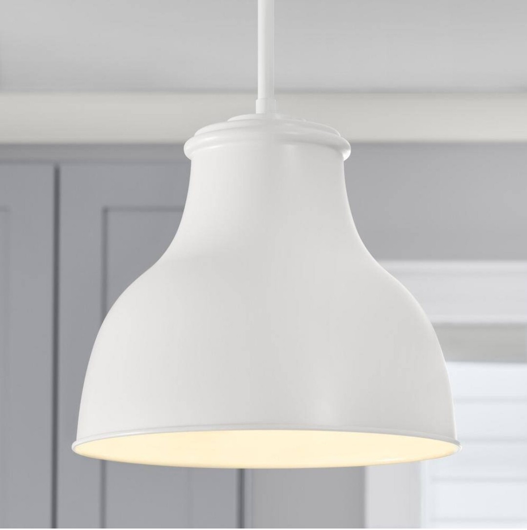 2-1/4 in. Fitter Matte White Metal Bell Pendant Lamp Shade - Shade Only 2-1/4 in. Fitter Matte White Metal Bell Pendant Lamp Shade - Shade Only