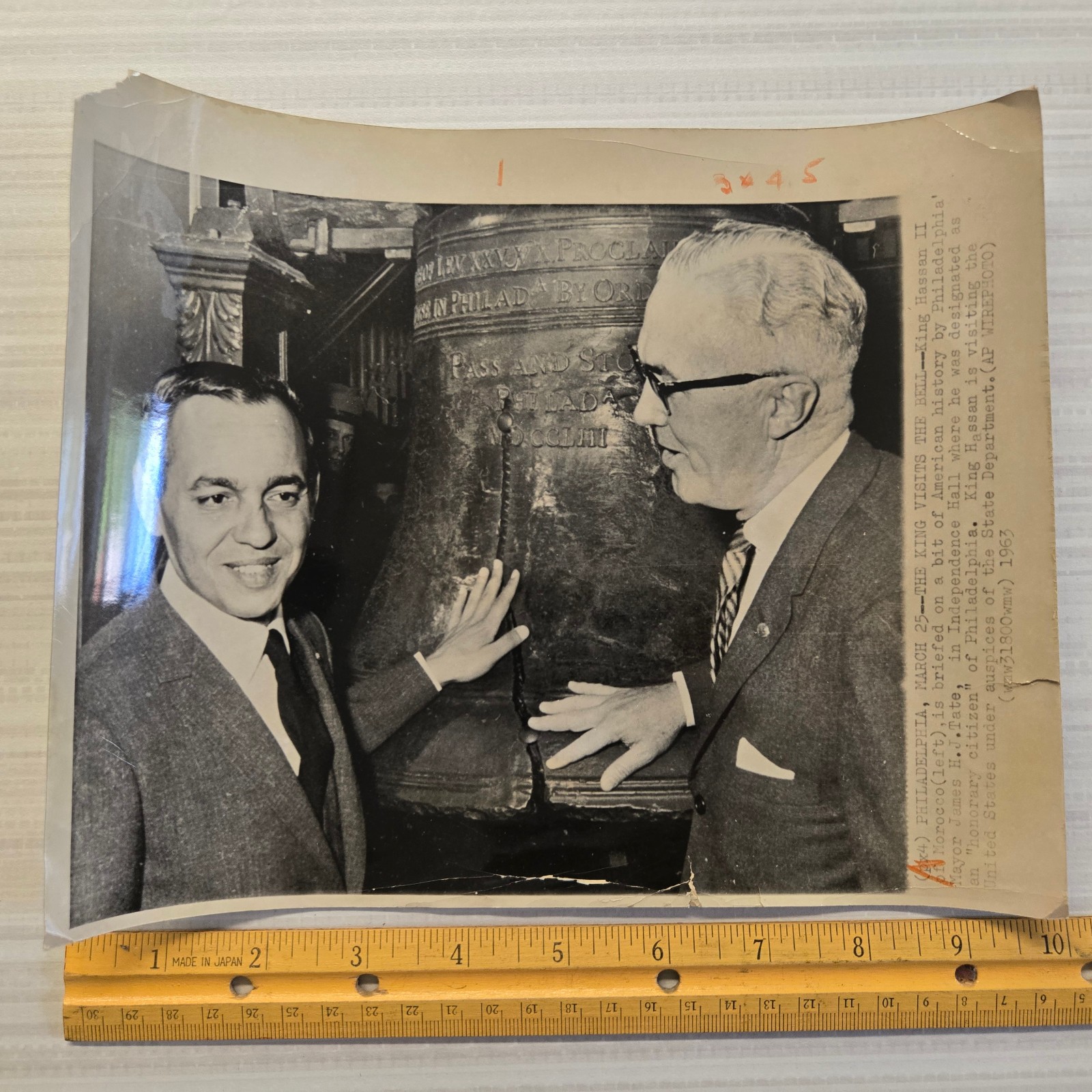 King Hassan II Mayor James H. J. Tate AP News Wire Press Photo 1963 Philadelphia