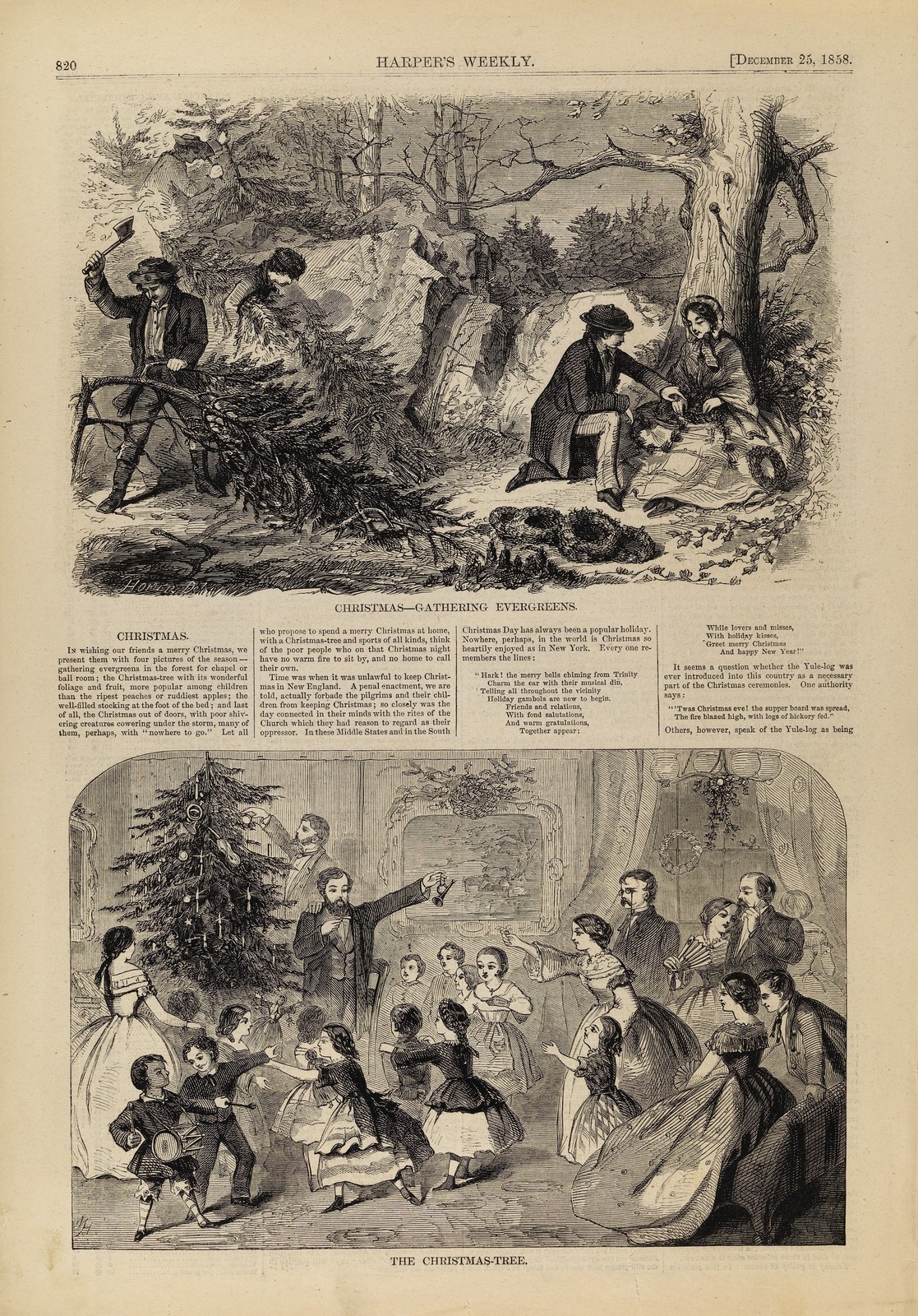Winslow Homer Christmas Evergreens Vintage 1858 Glossy Photo Reprint Wall Art