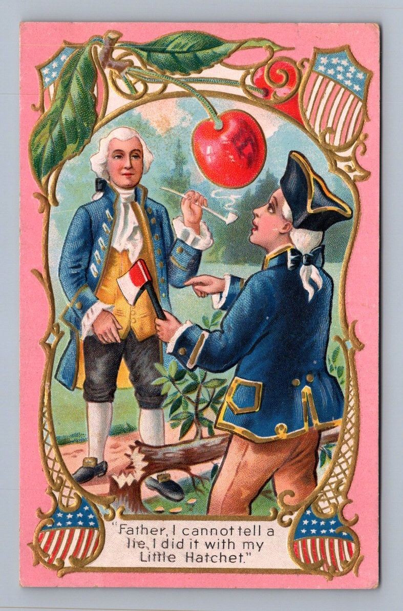 Antique George Washington Birthday cherry tree hatchet legend 1910 Antique George Washington Birthday cherry tree hatchet legend 1910