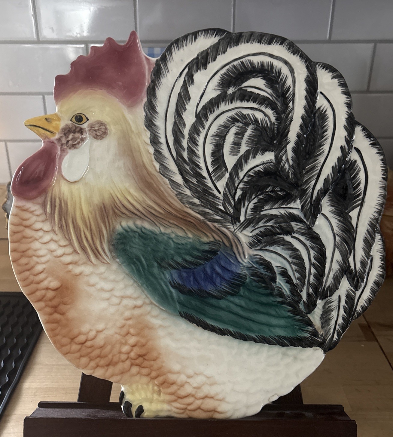 Rare Vtg BBK Brad Keeler California Pottery Rooster Platter Serving Plate 13”