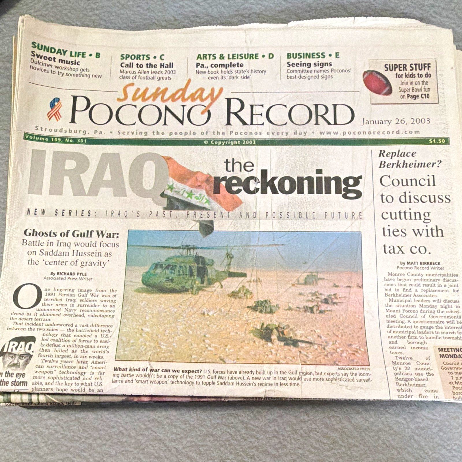 Vintage lot of 37 2003 Iraq War Pocono Record Newspapers