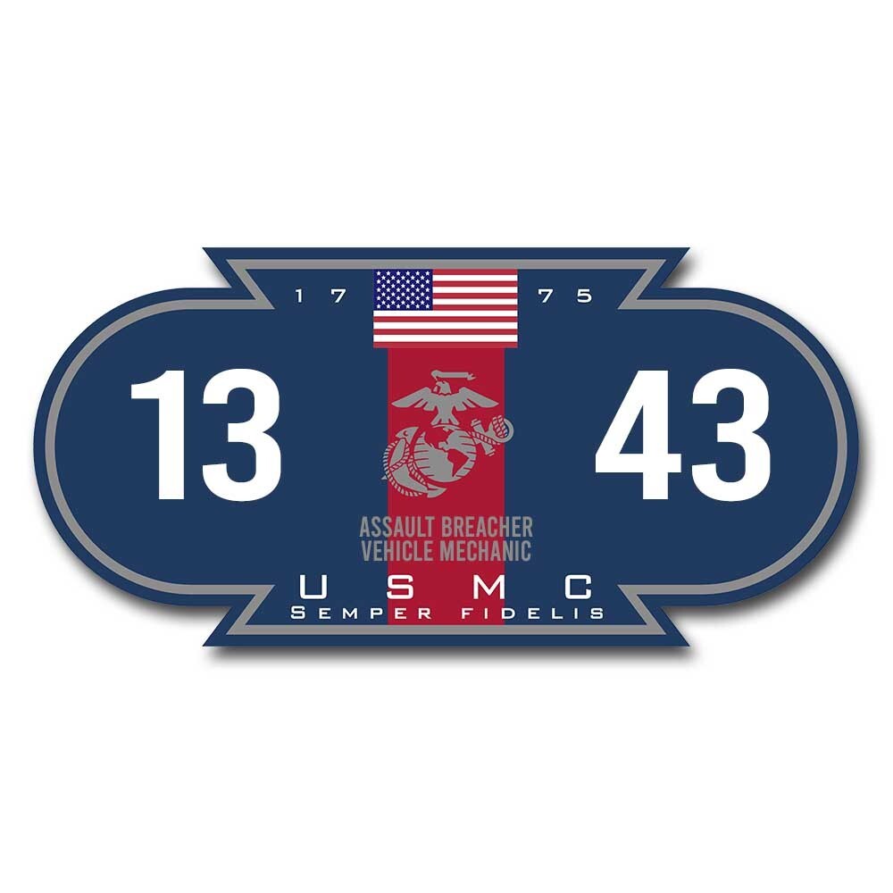 USMC 1343 MOS Decal - Semper Fidelis Decal - Marine Corps Blood Stripe 3\
