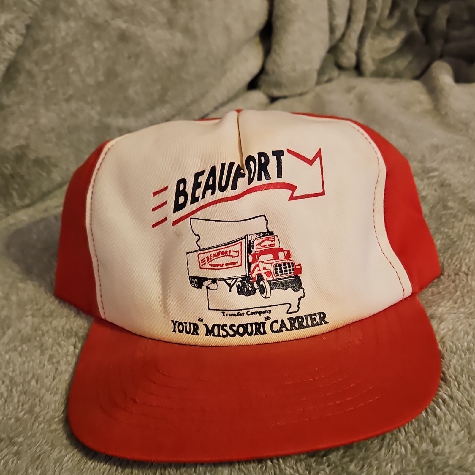 Vintage Beaufort Transfer Company Your Missouri Carrier Red Snapback ** Read
