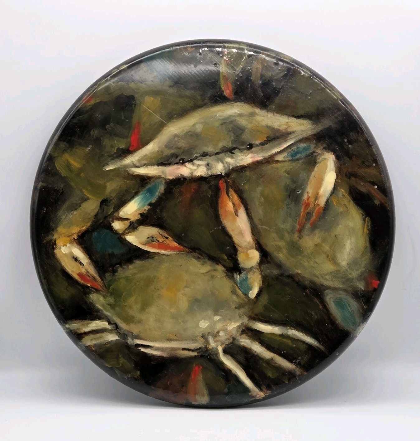 Blue Crab Catch Wood Trivet Hand Painted Oil W Poly Coat 15 Blue Crab Catch Wood Trivet Hand Painted Oil W Poly Coat 15