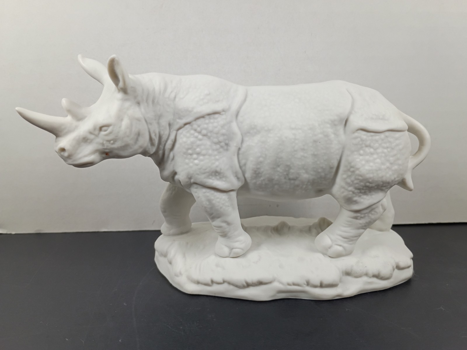 Vintage Aldon Accessories 1973 White Rhino Figurine NYC 6.5 Inch MCM Decor