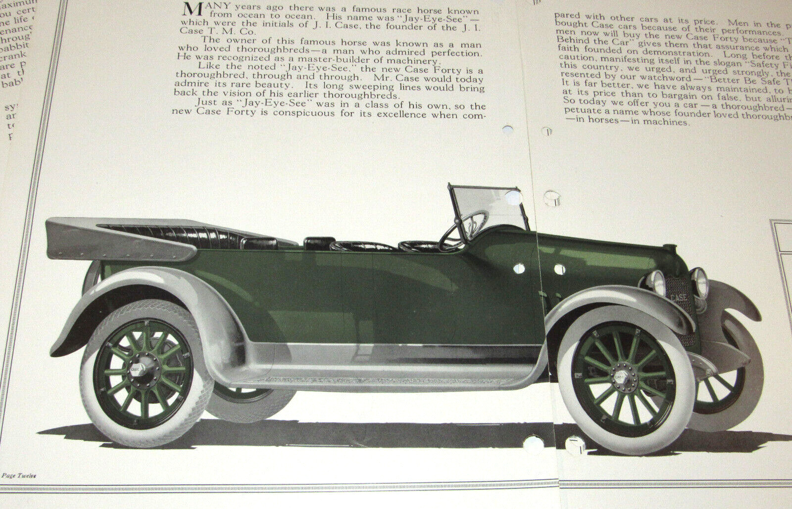 VTG 1916 J.I. CASE FORTY AUTOMOBILE BROCHURE DEALER COPY PICS/SPECS JI 40 CAR