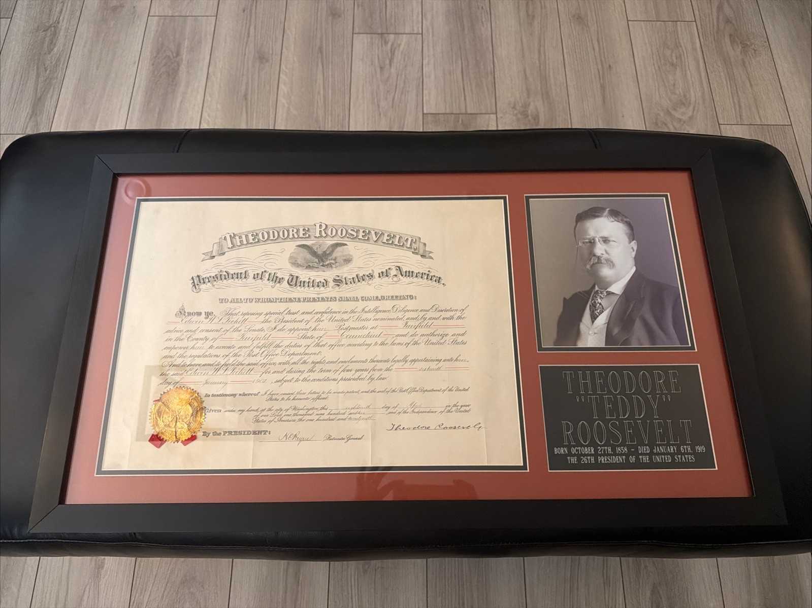 President Roosevelt Signed Appointment Document Custom Framed PSA