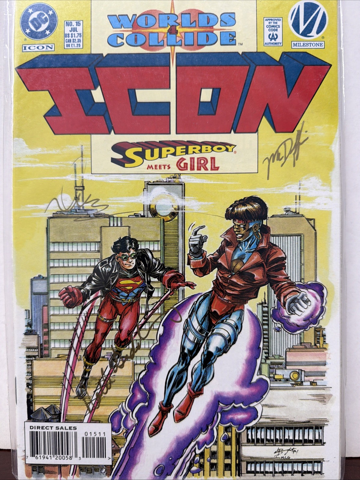 Signed Worlds Collide Superboy Meets Girl Icon #15 (July, DC) Mint Signed COA