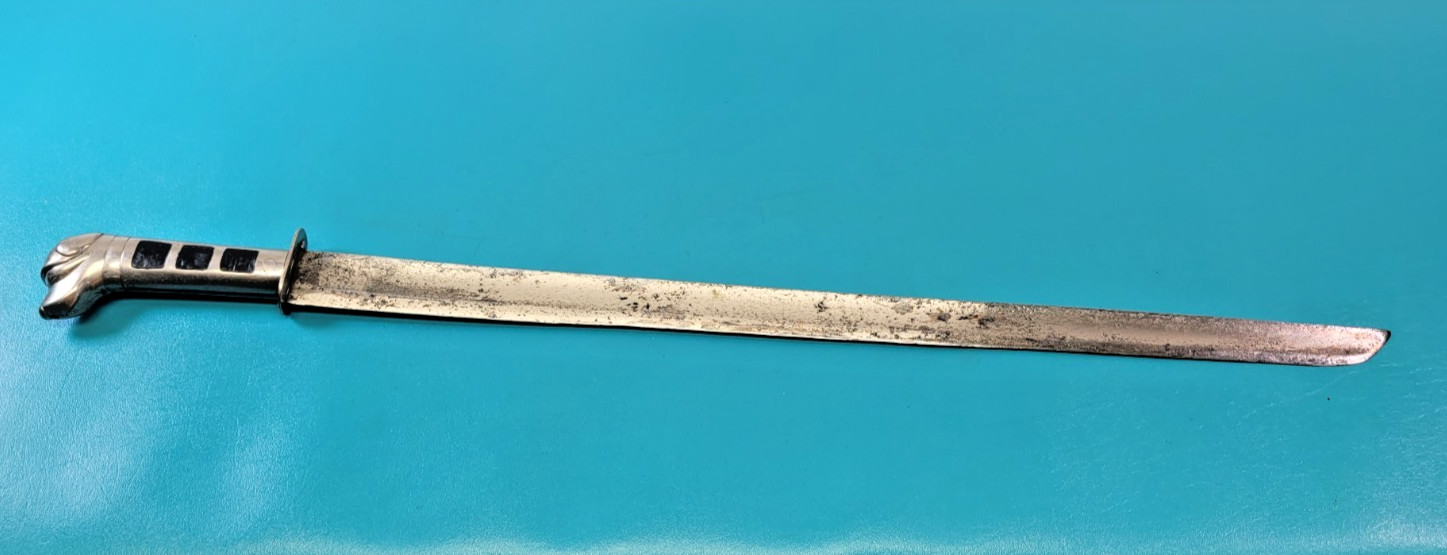 Antique 1800\'s Spanish S. Ortega Colonial Silver Dog Head Officers Sword TR1496
