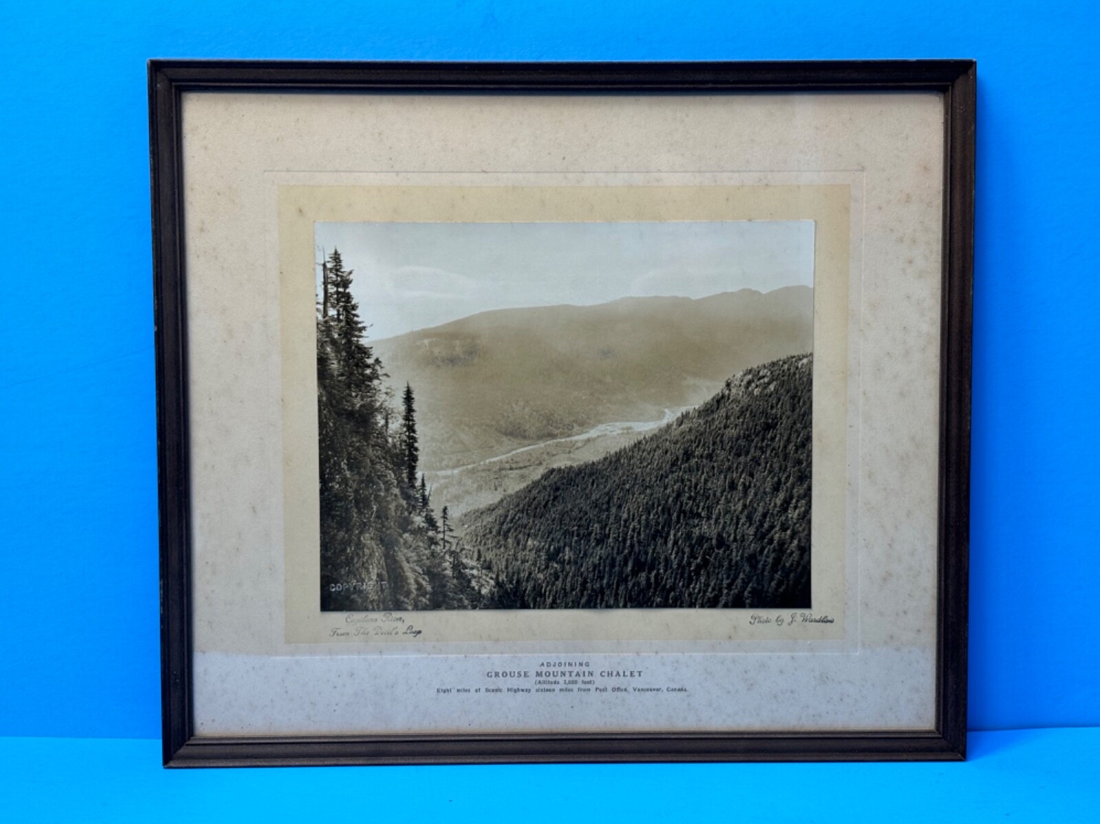 Vintage Framed Grouse Mountain Chalet Photo ~ Vancouver BC