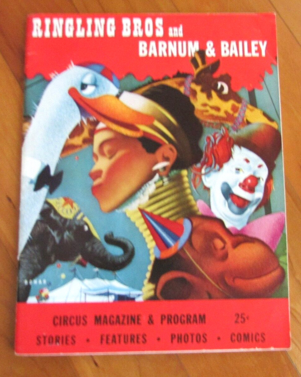 1951 Ringling Bros Barnum & Bailey circus magazine program photos stories old ad