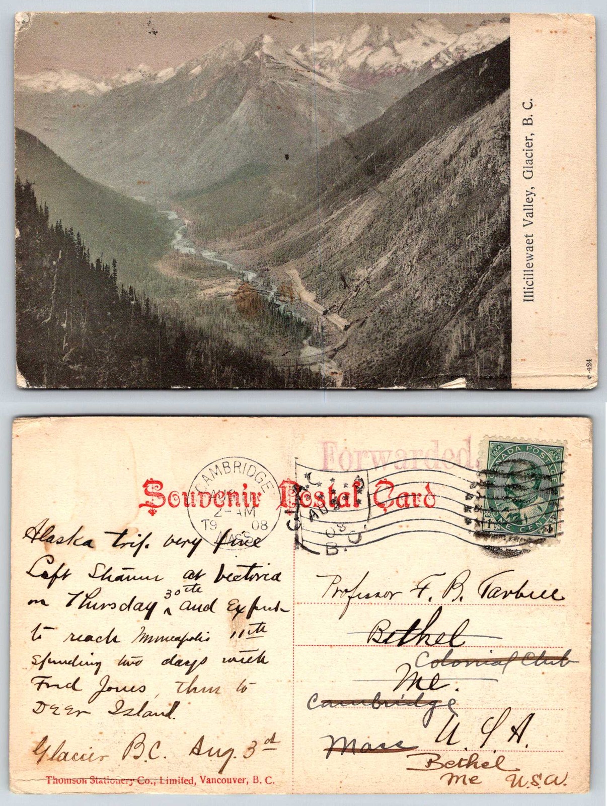 Glacier British Columbia Canada Illicillewaet Valley Postcard AI138