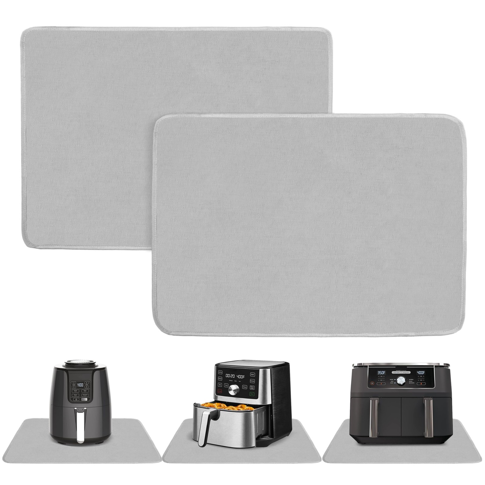 Amerbro 2 PCS Heat Resistant Mats for Countertop Air Fryer, 24x16in, Grey