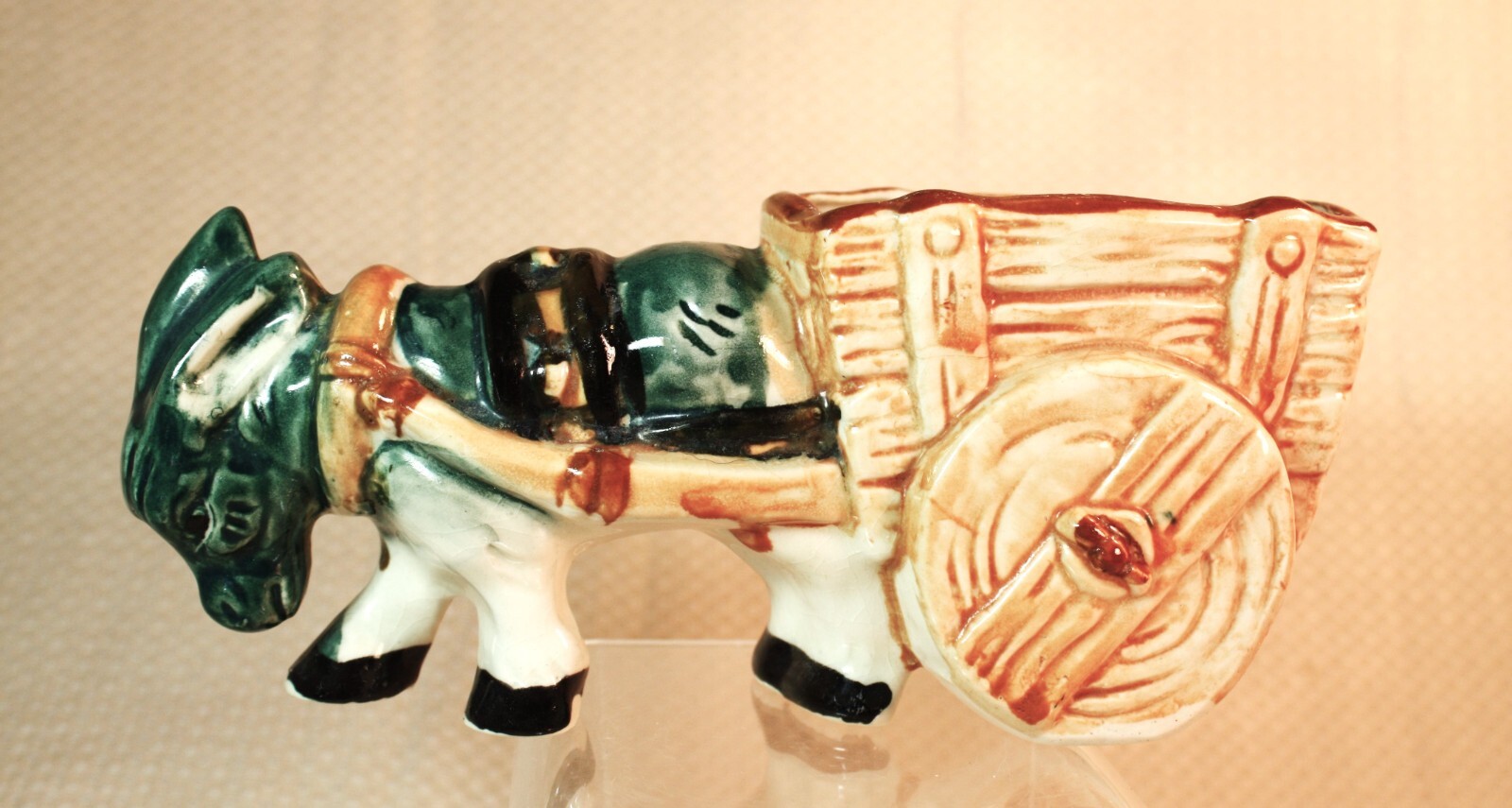 Vintage Planter Green Donkey Pulling Cart Hand Painted Made in Occ Japan Vintage Planter Green Donkey Pulling Cart Hand Painted Made in Occ Japan