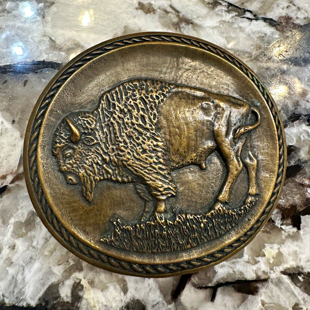 Vintage retired James Avery bronze bison buckle