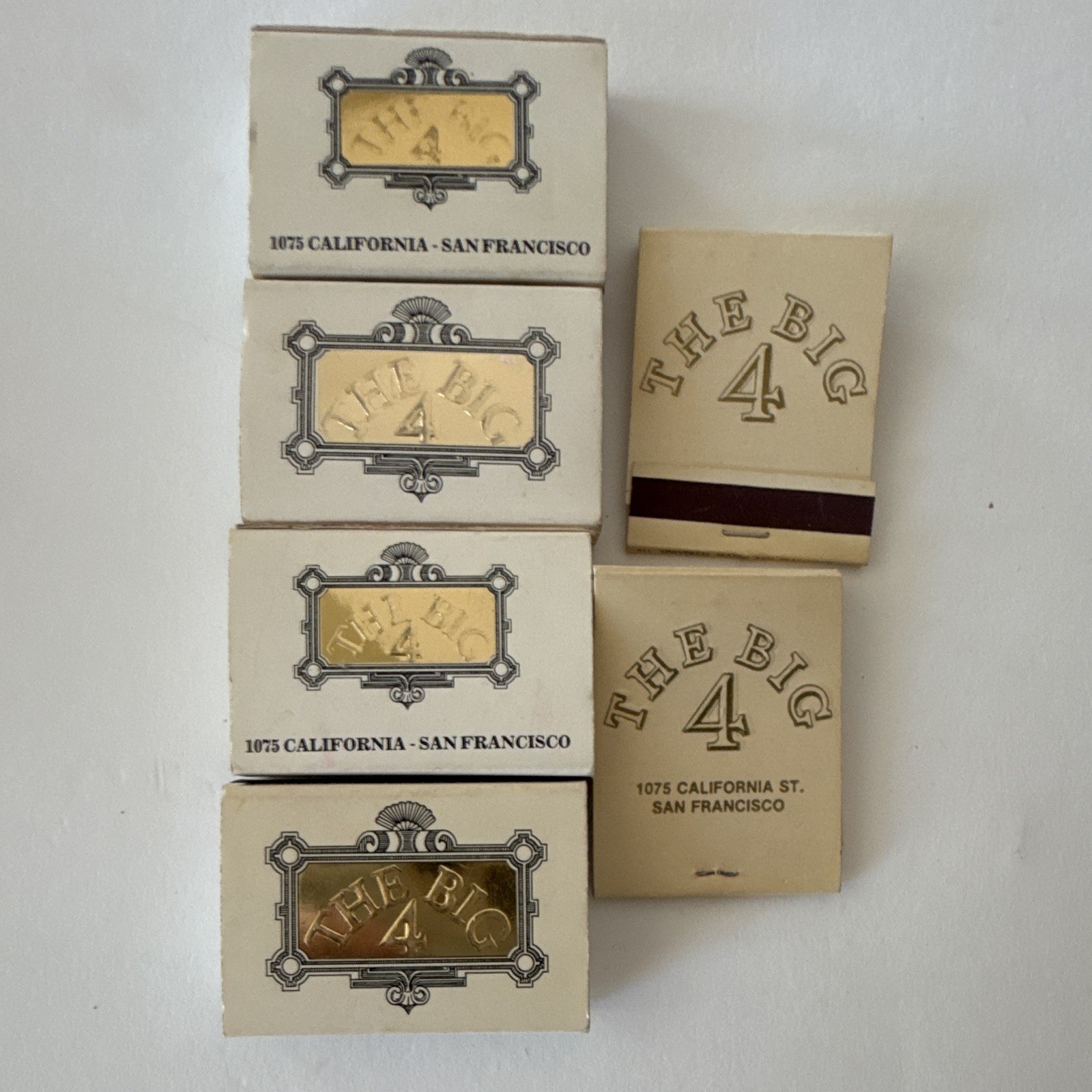 The Big 4 Restaurant Matchbook Lot (6) Vintage California San Francisco CA *READ