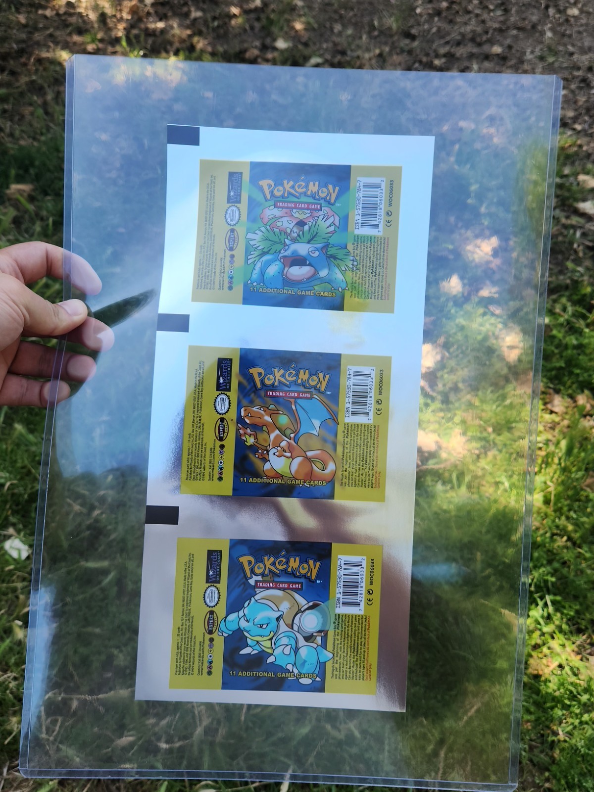 Pokémon Base Set Booster Pack Uncut Sheet Charizard Blastoise Venusaur Topload