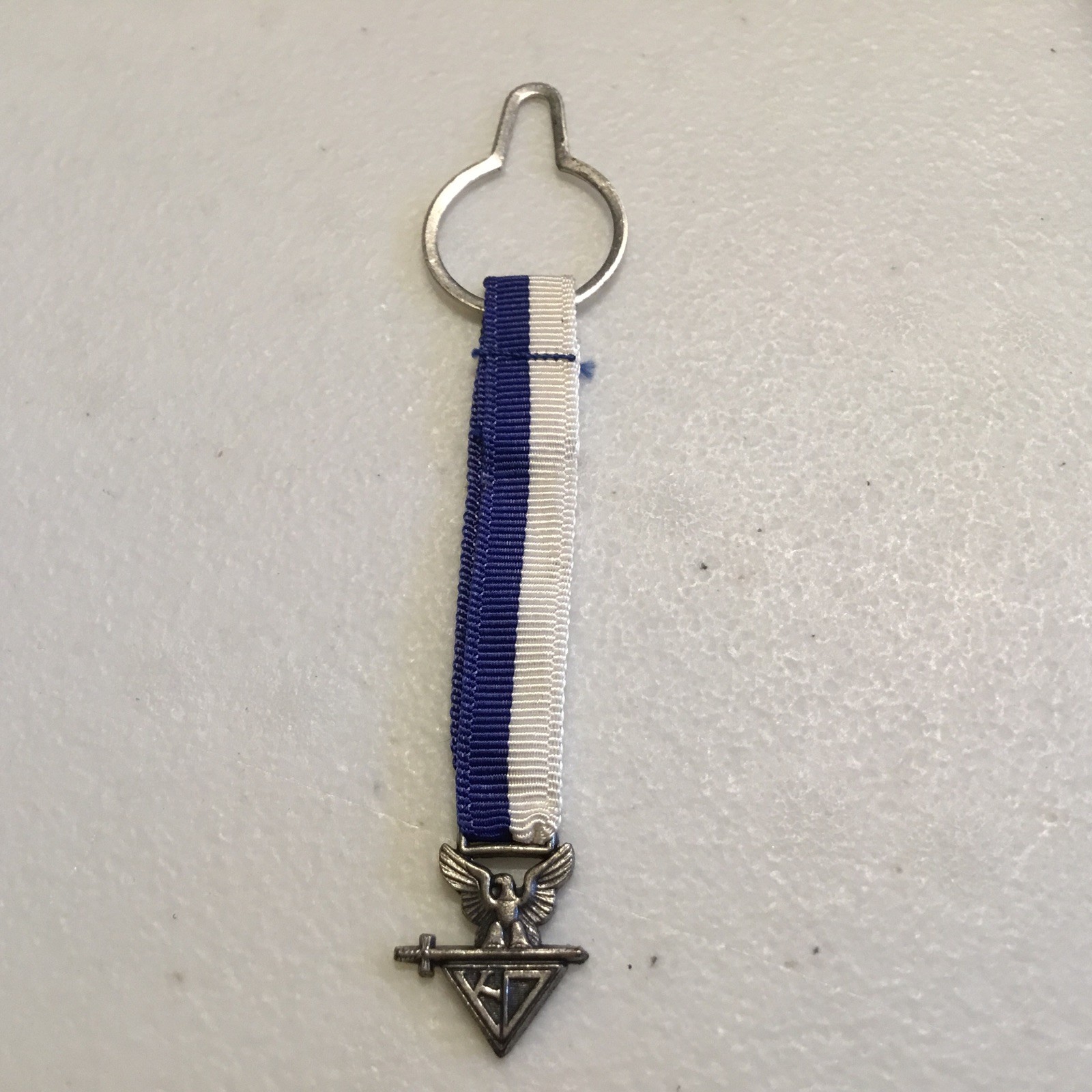 Knights of Dunamis KD pocket blue white ribbon pin  sterling silver RARE 