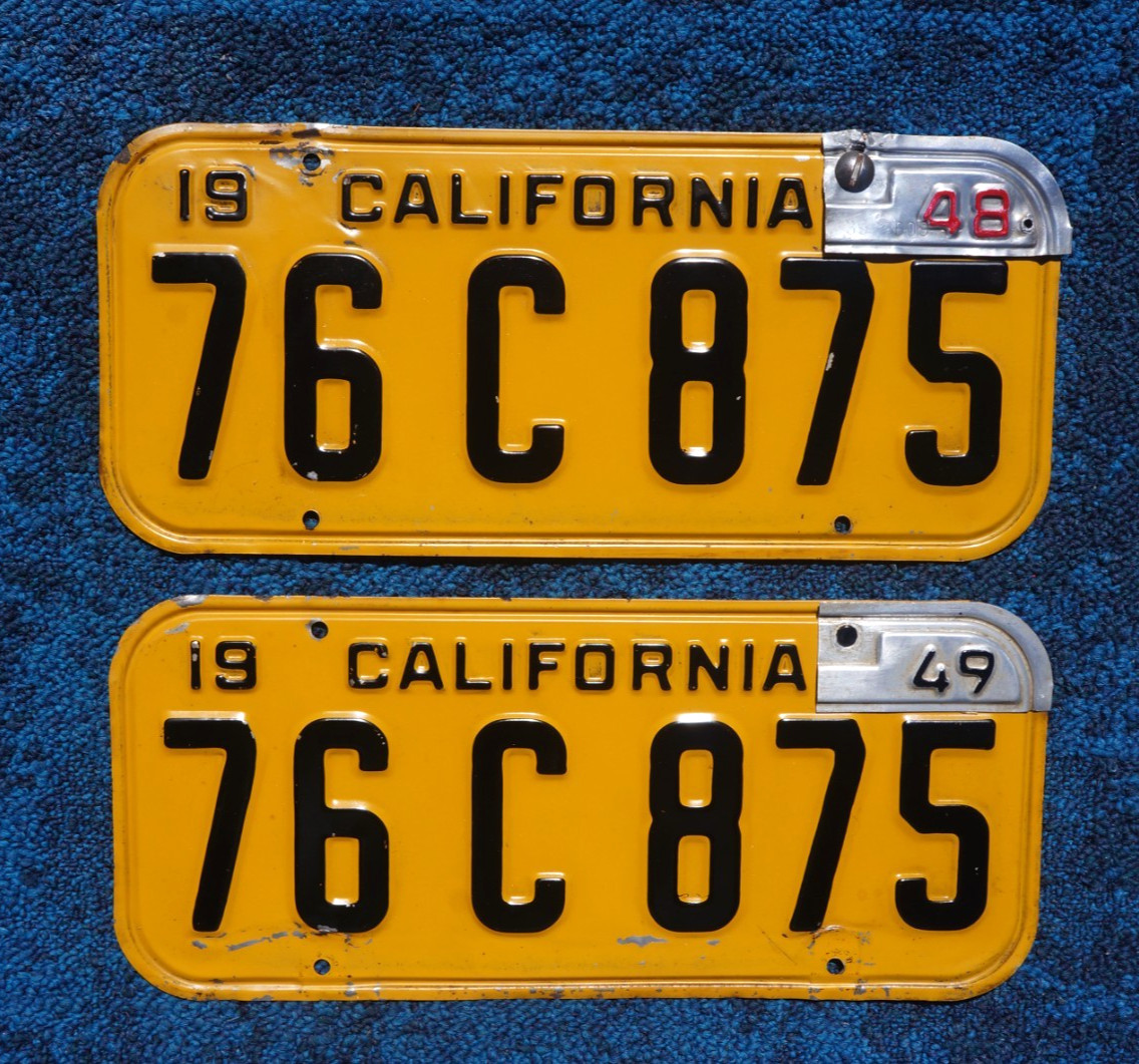 1947 1948 1949 CALIFORNIA License Plate Plates PAIR / SET - DMV CLEAR
