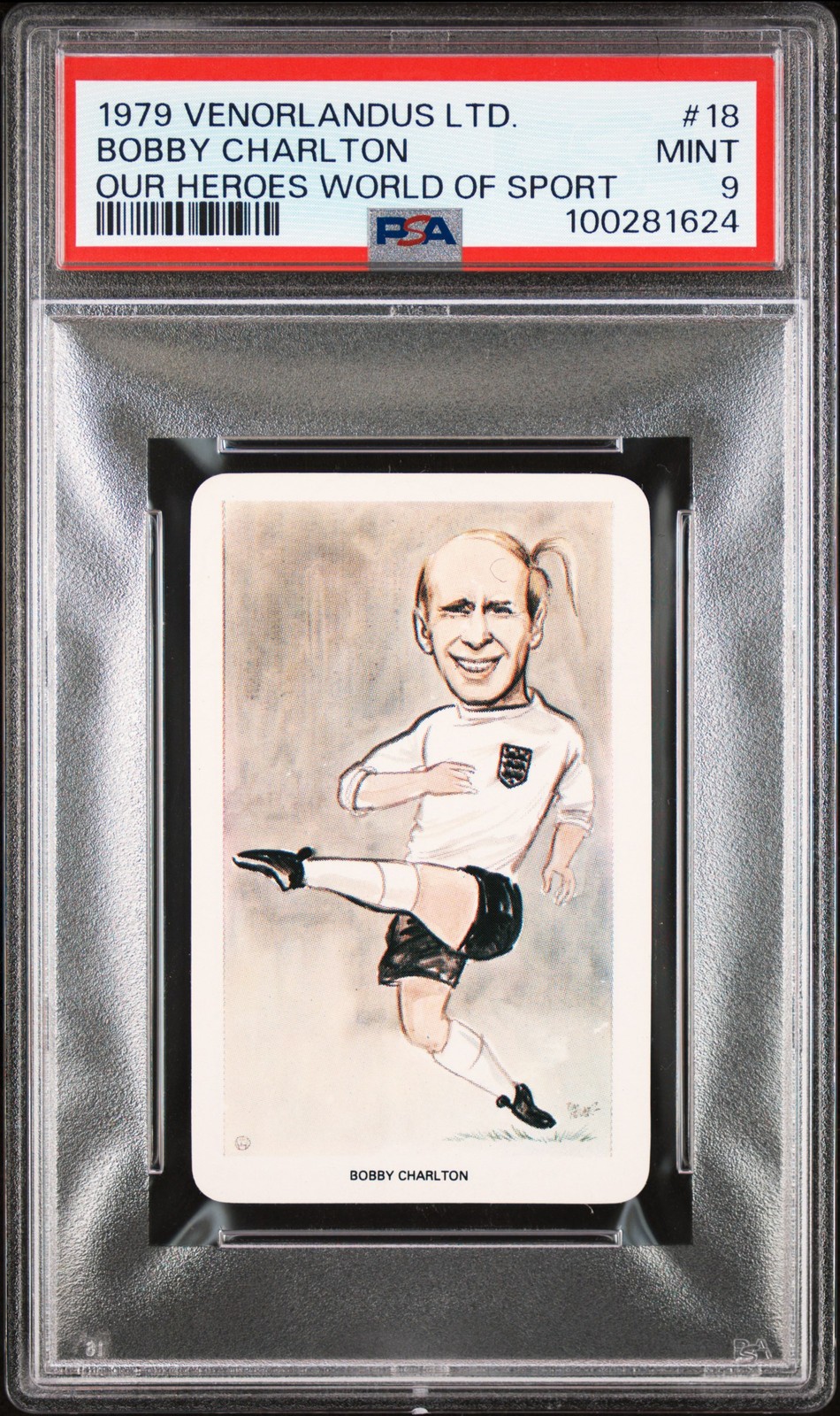 1979 VENORLANDUS LTD. OUR HEROES WORLD OF SPORT #18 BOBBY CHARLTON PSA 9