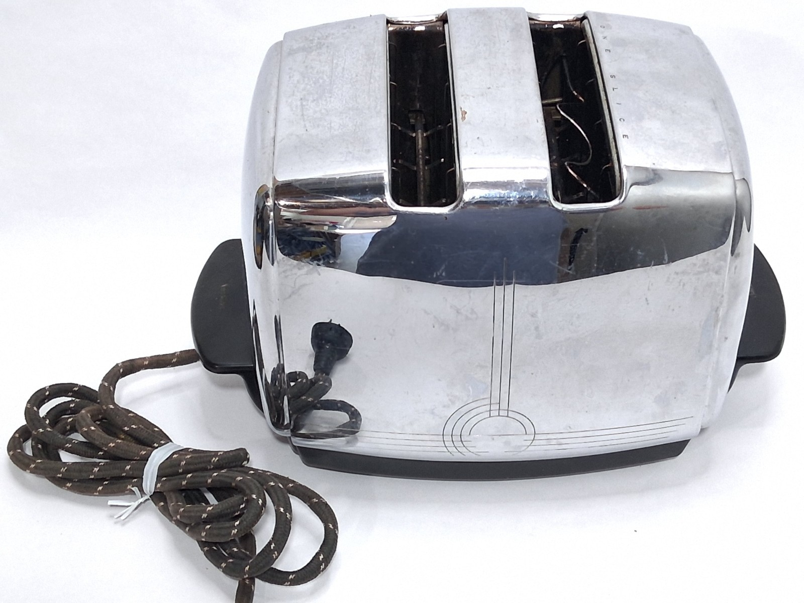 VTG 50's Sunbeam Toaster T-20b Radiant Control Chrome Art Deco USED WORKING