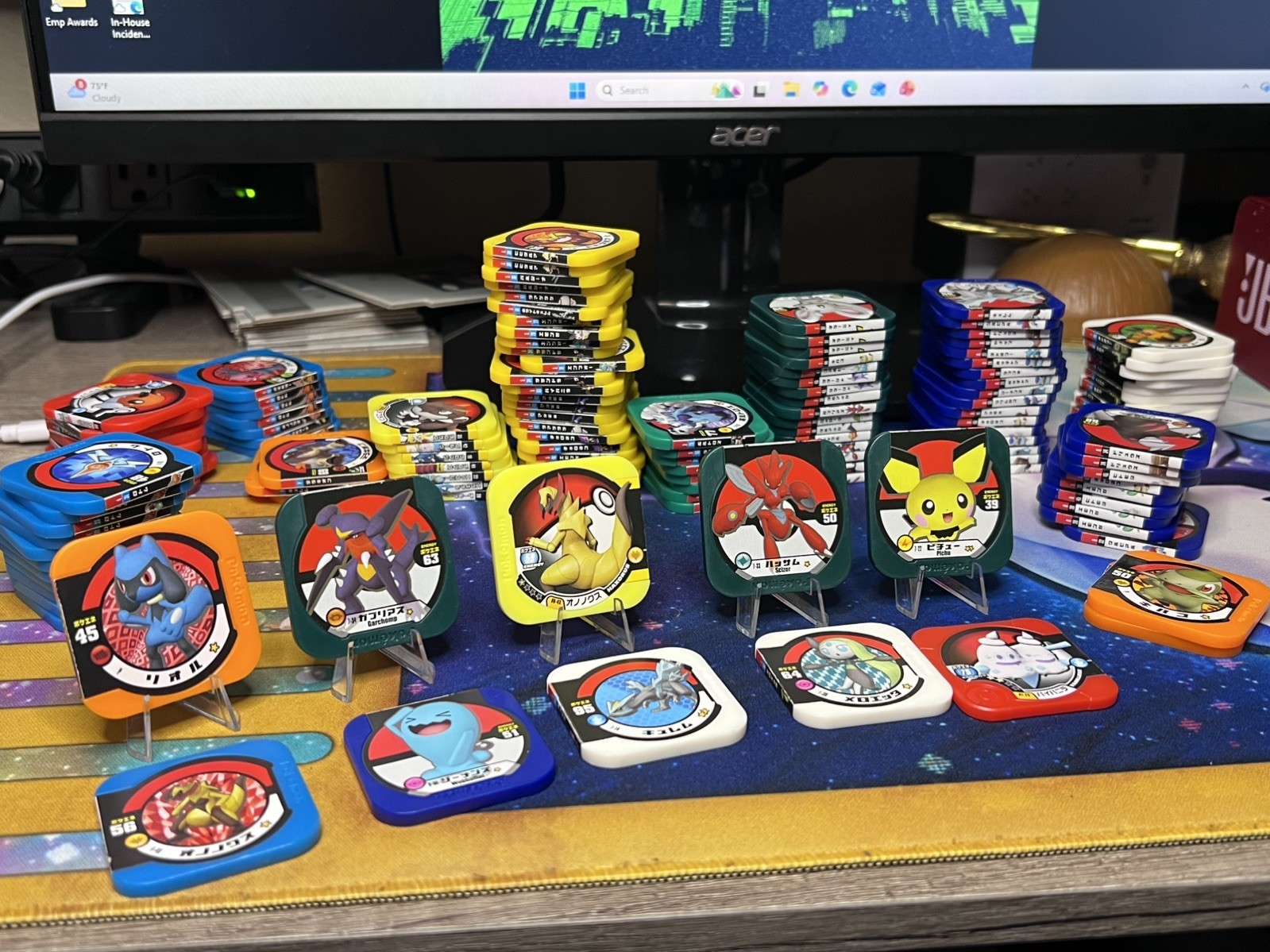 Pokemon Tretta Lot of 124 Good Condition Arcade Tiles Garchomp Pichu Haxorus Etc