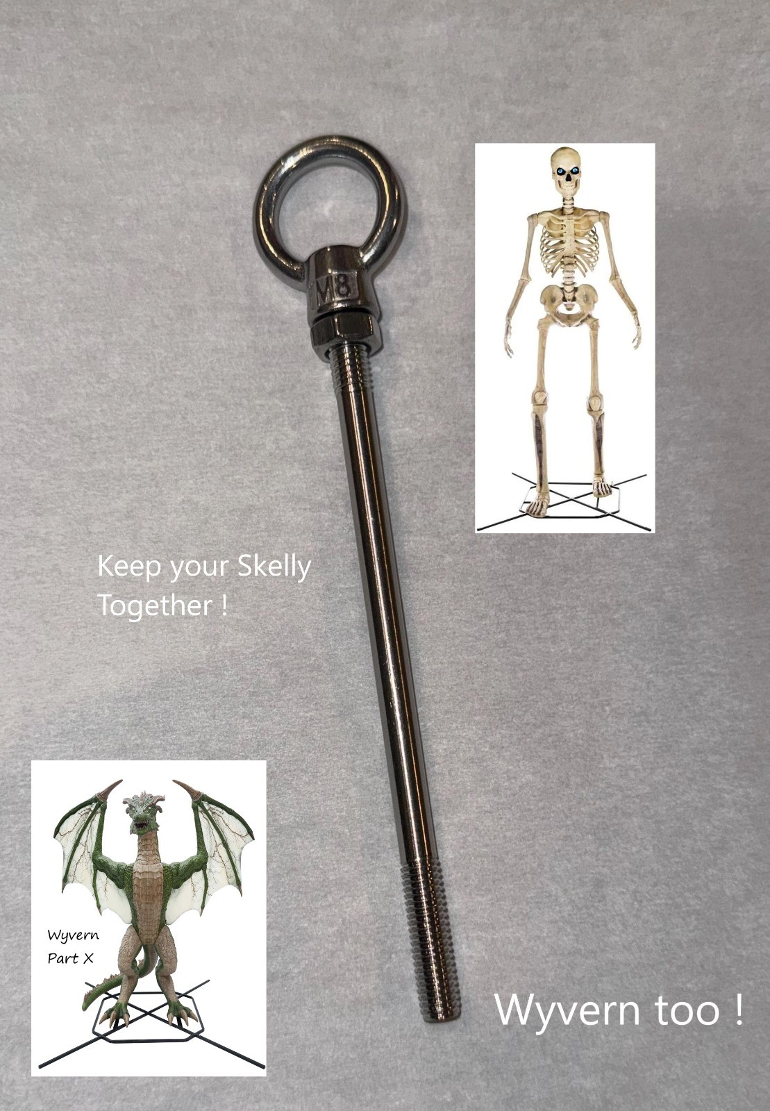 12 Ft Skeleton HD STAINLESS Replacement Loop Screw Eye Bolt Part T Skelly