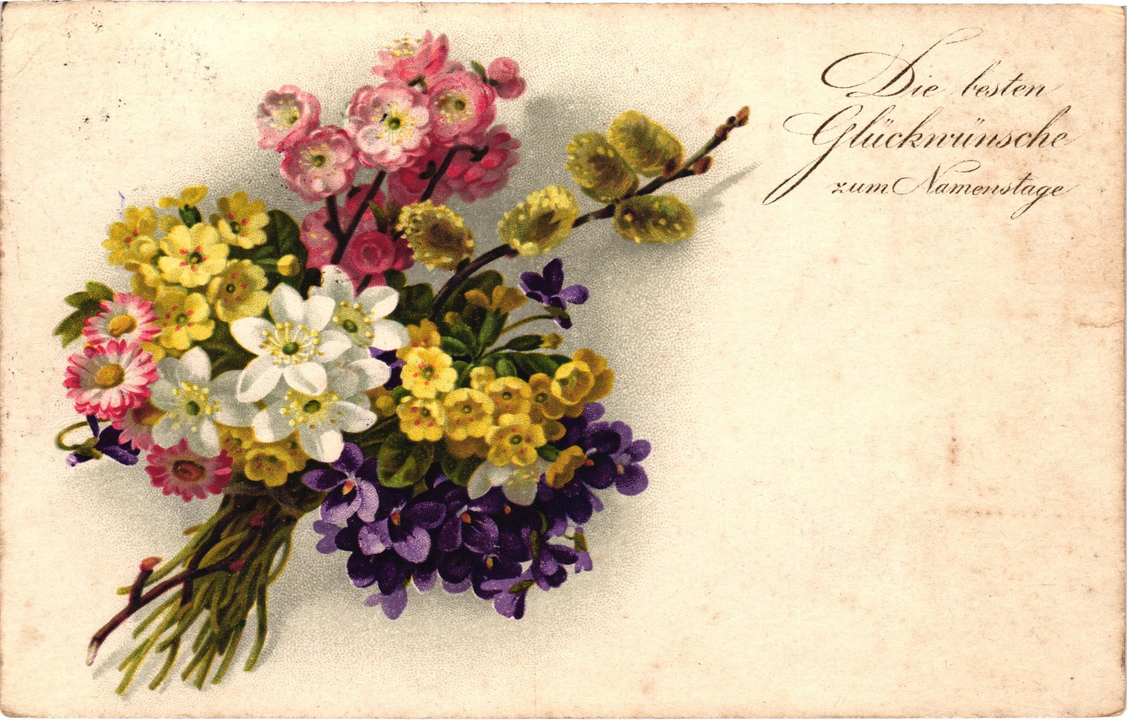 German Floral Greeting Postcard Deutsches Reich Stamps Posted
