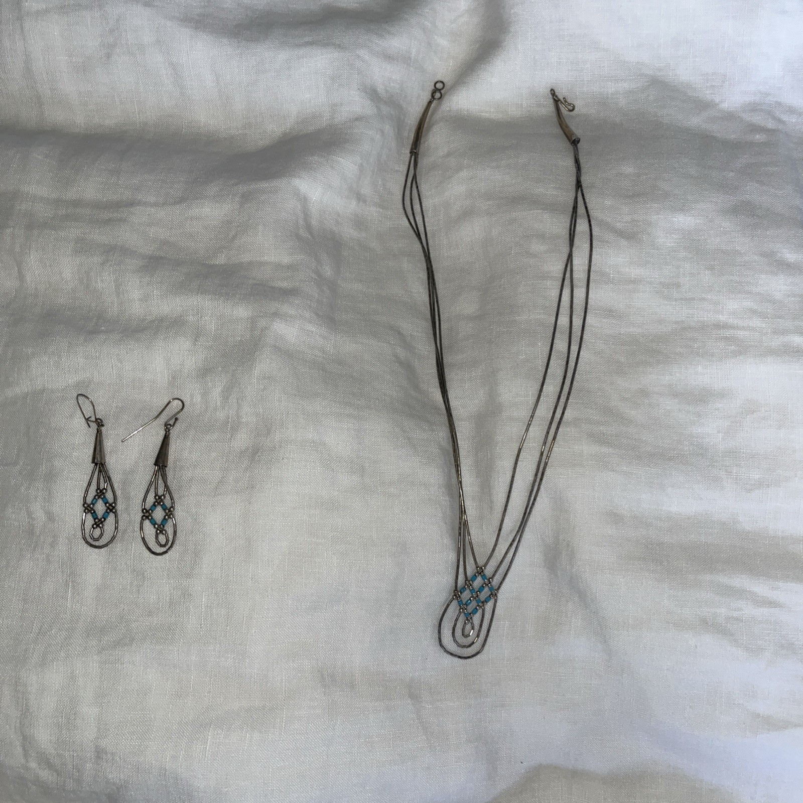 Vintage Navajo Necklace And Earrings