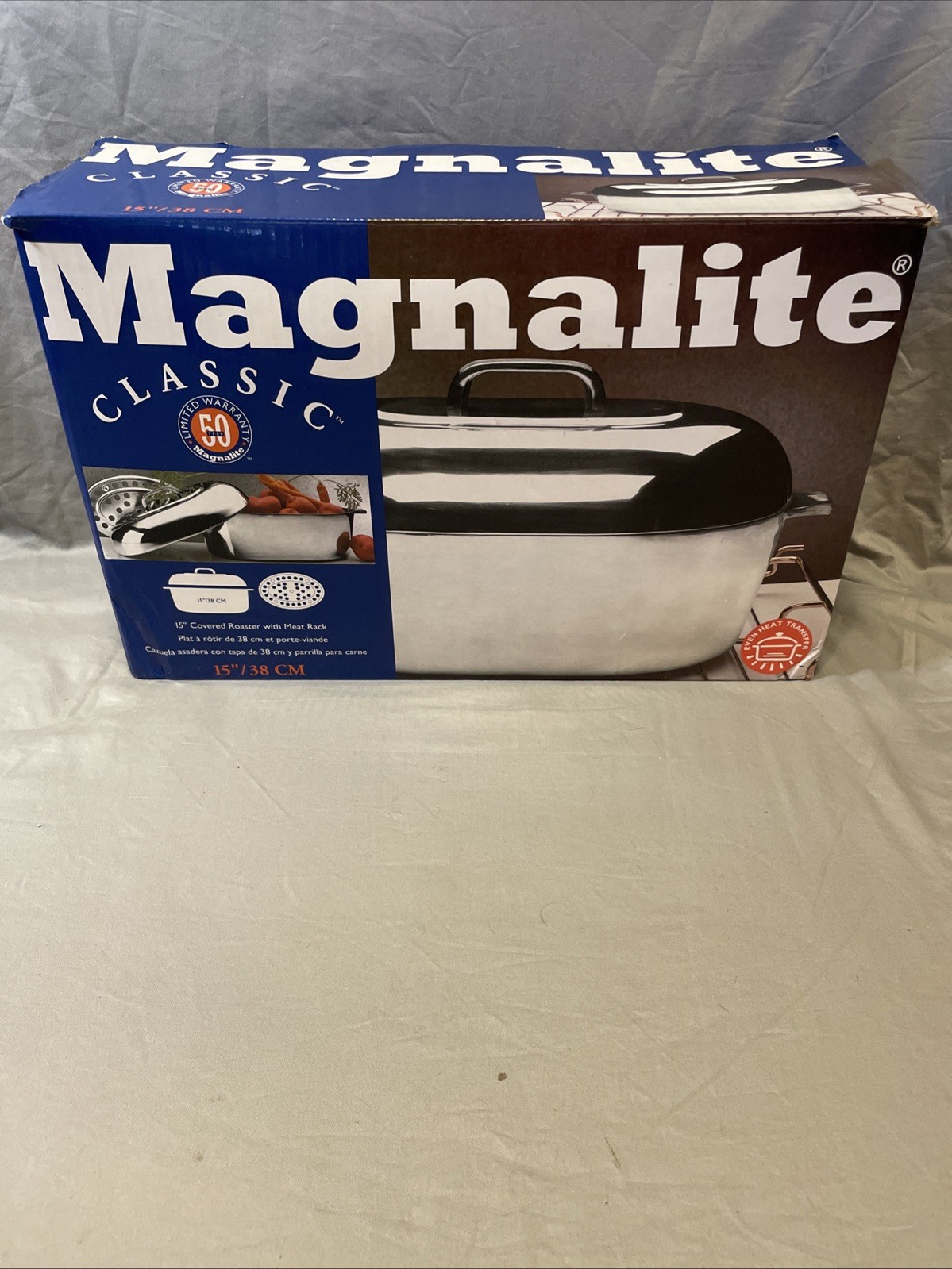 Magnalite Classic 15” Aluminum Oval Dutch Oven Roaster W Meat Rack New In Box