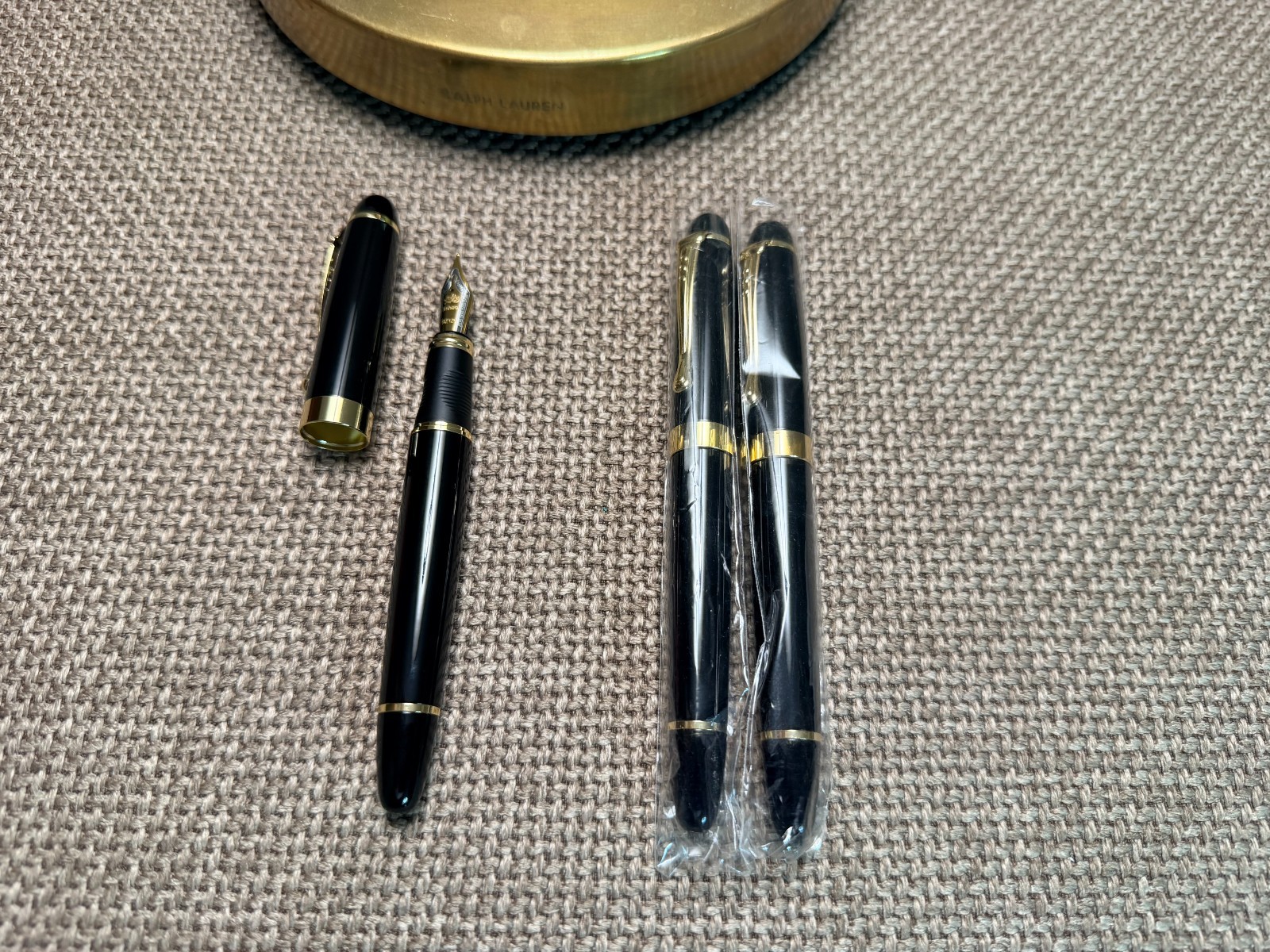 3 x JINHAO X450 Fountain Pen 18k Gold Plated Nib  Medium 1st Gen Black/Gold NEW