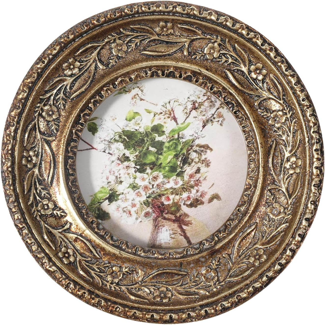 Round Vintage Bronze Gold Picture Frame 3x3 Inch Wall Art Tabletop Decor Round Vintage Bronze Gold Picture Frame 3x3 Inch Wall Art Tabletop Decor