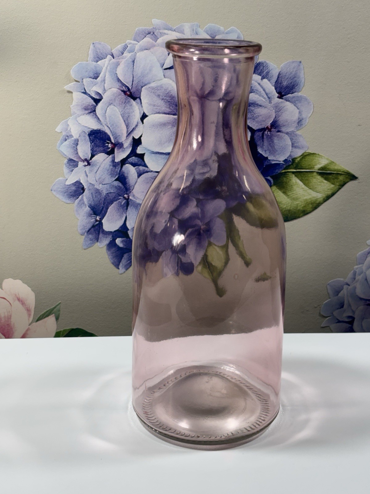 Vintage Pink Glass Carafe Vase 10\ Vintage Pink Glass Carafe Vase 10\