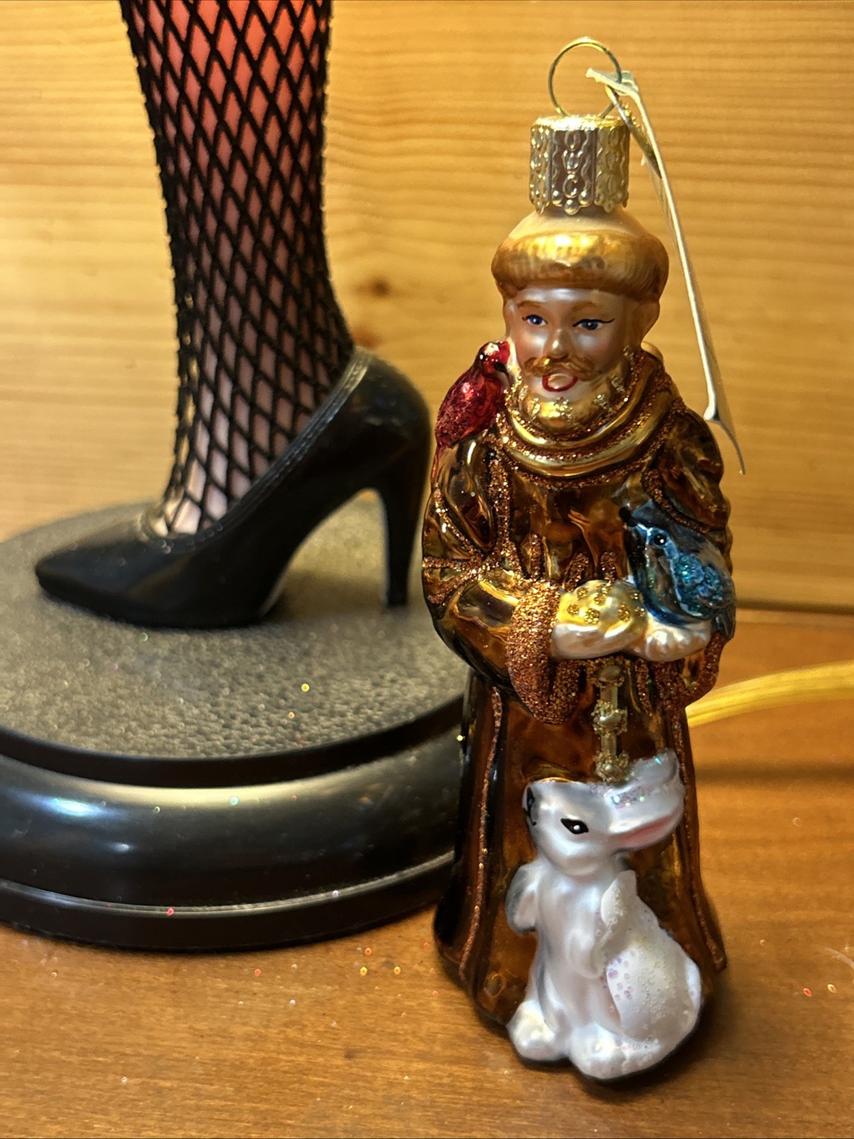 Vintage NWT Old World Christmas Blown Glass Saint Francis Christmas Ornament
