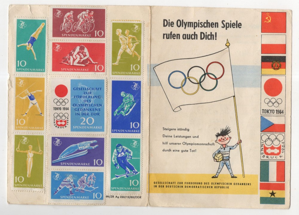 Membership card Society for the Promotion of Olympic Thought GDR 1964 Mar