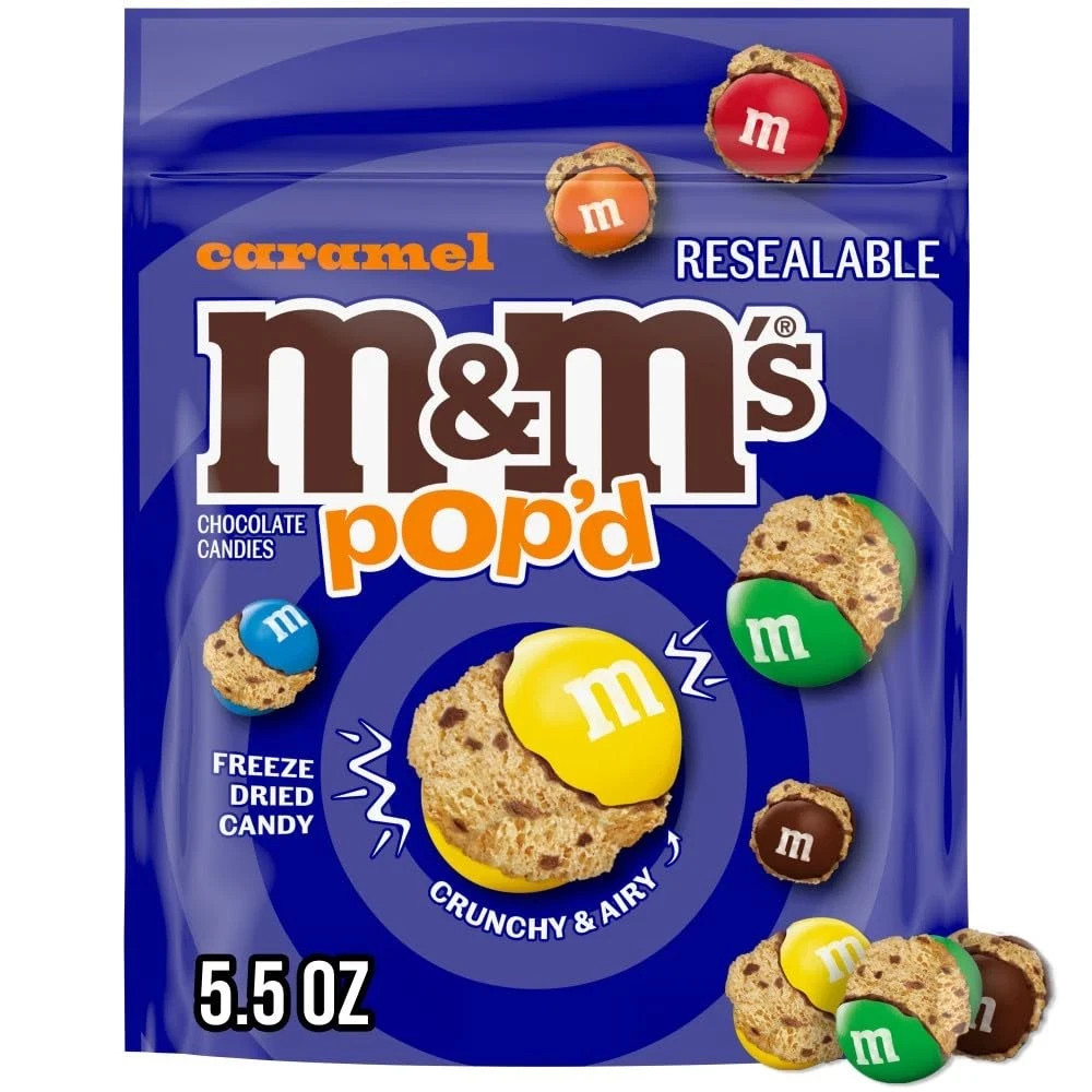 M&M\'S Pop\'d Caramel Chocolate Crunchy Freeze-Dried Candy 5.5 Oz Ounces
