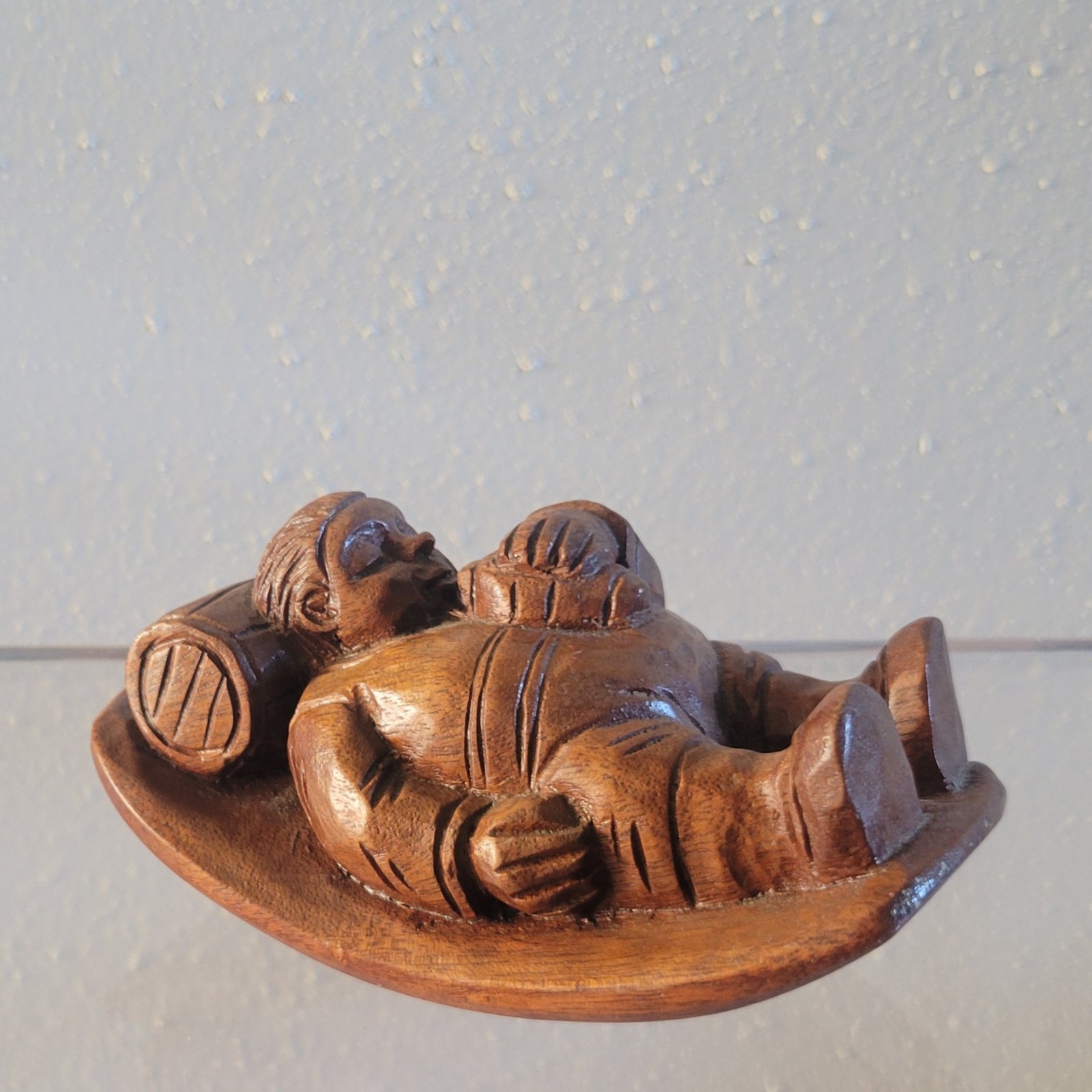Vintage Signed D. Pedraza Mid-Century Mexican Folk Art Siesta Wood Carving 6
