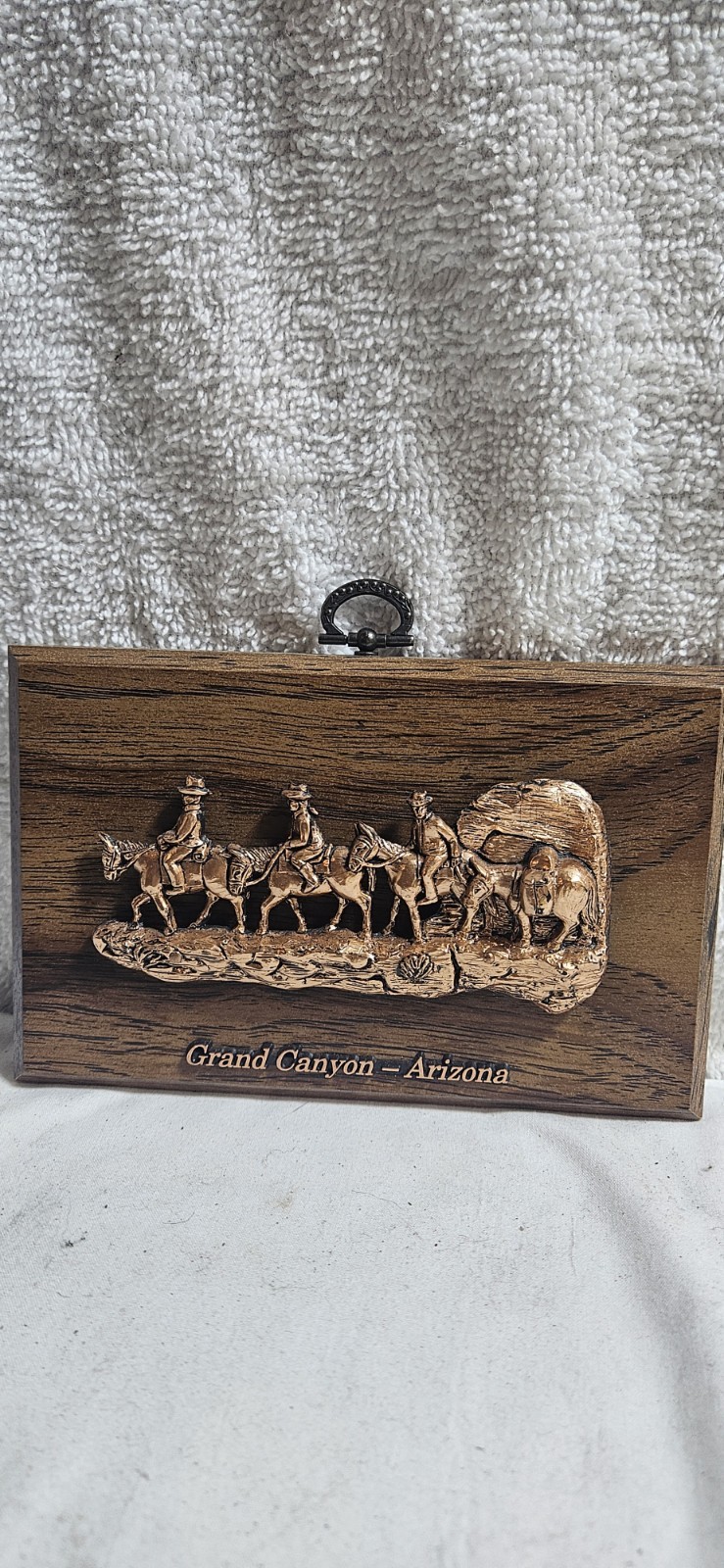 Vintage Grand Canyon Arizona Mule Train Wood Wall Plaque Souvenir