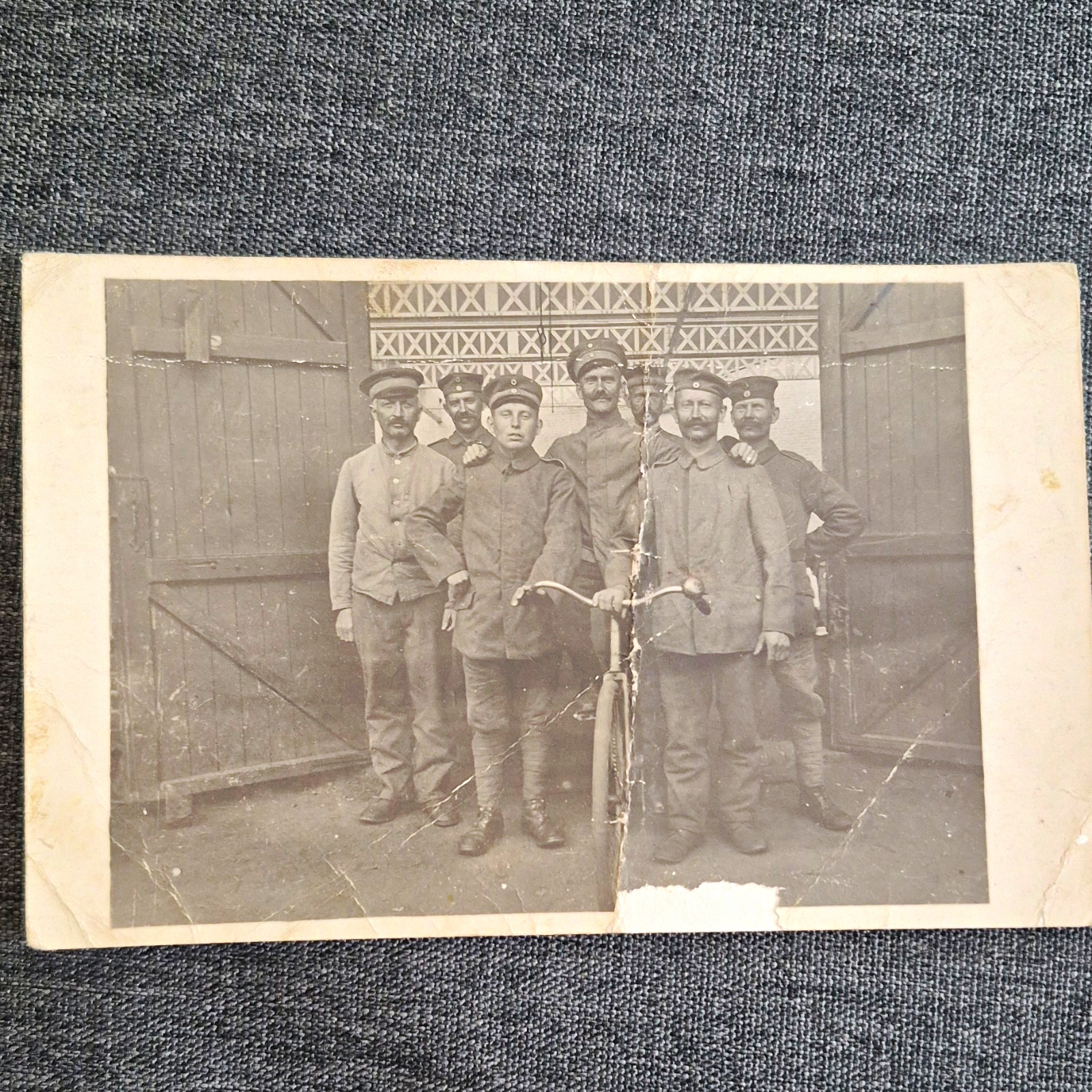 RPPC WWI German soldiers, Real Photo Postcard, unposted with handwritten note