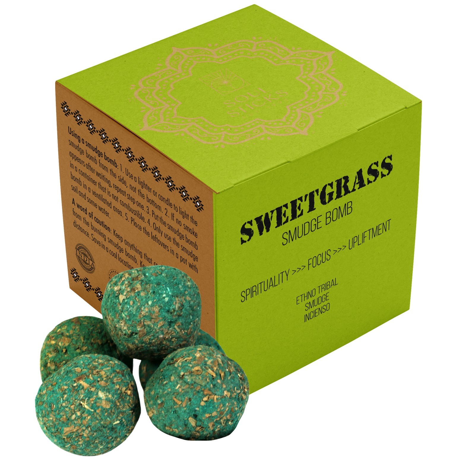 Sweetgrass Smudge Bombs 5 Pack Cleansing Smudging Soul Sticks