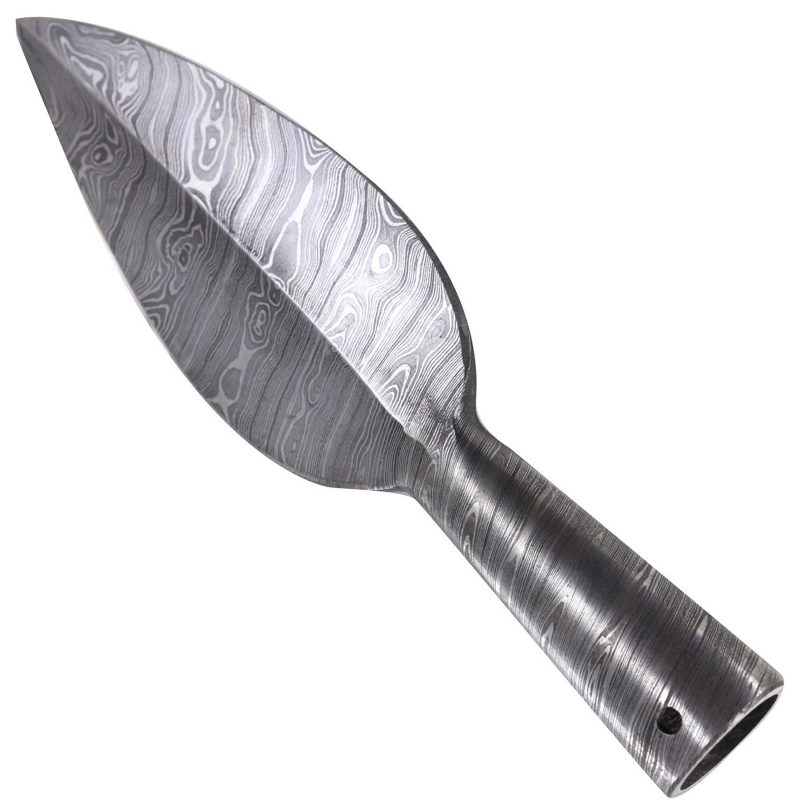 Hand-Forged Damascus Steel Spear Head | Viking Throwing Spearhead | Leaf-Shaped Hand-Forged Damascus Steel Spear Head | Viking Throwing Spearhead | Leaf-Shaped