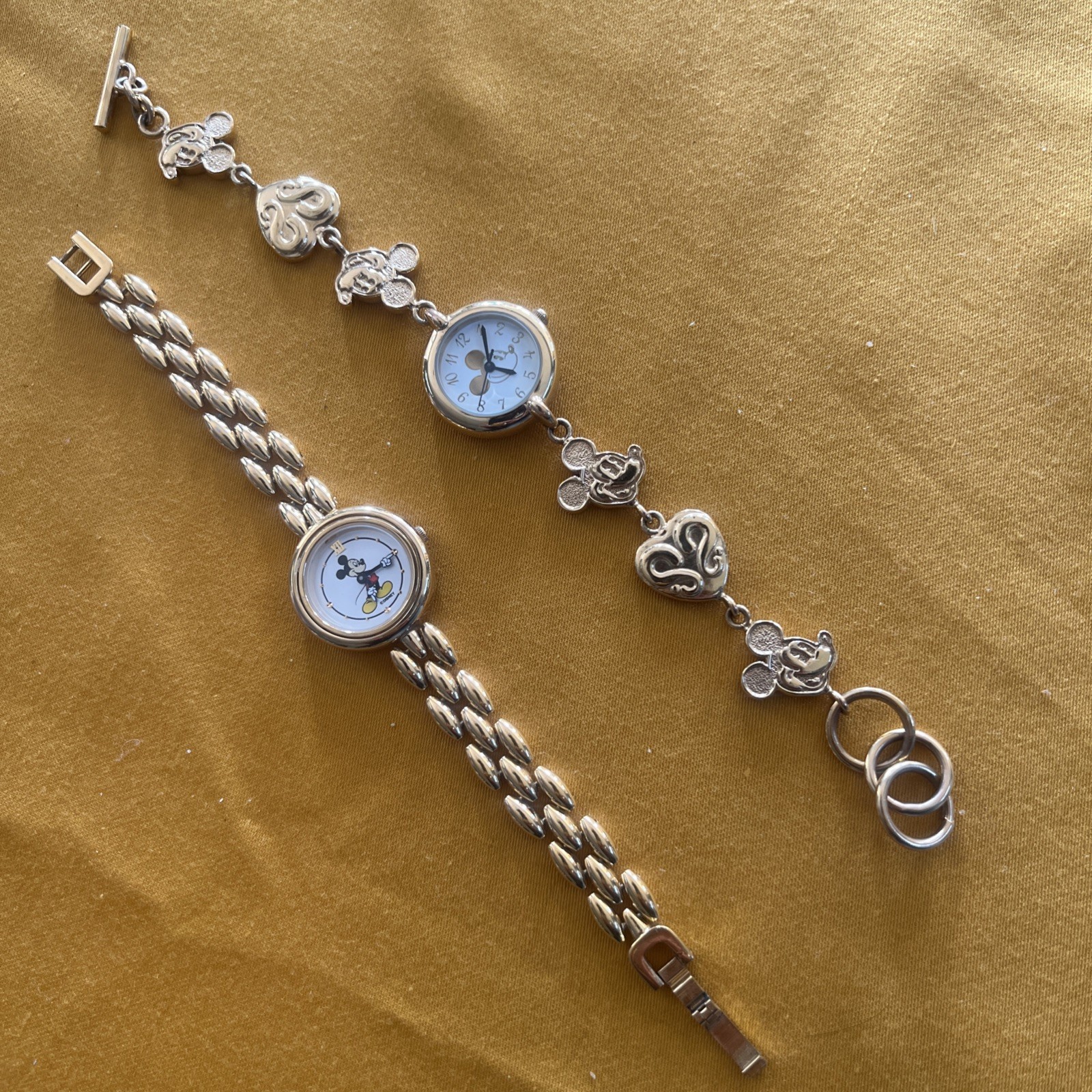Vintage Disney Mickey Mouse Gold-Tone Watch Collection – 2 Piece Lot