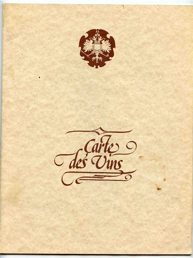 L\'Ermitage Carte Des Vins / Wine List Burton Way Beverly Hills California 1980\'s