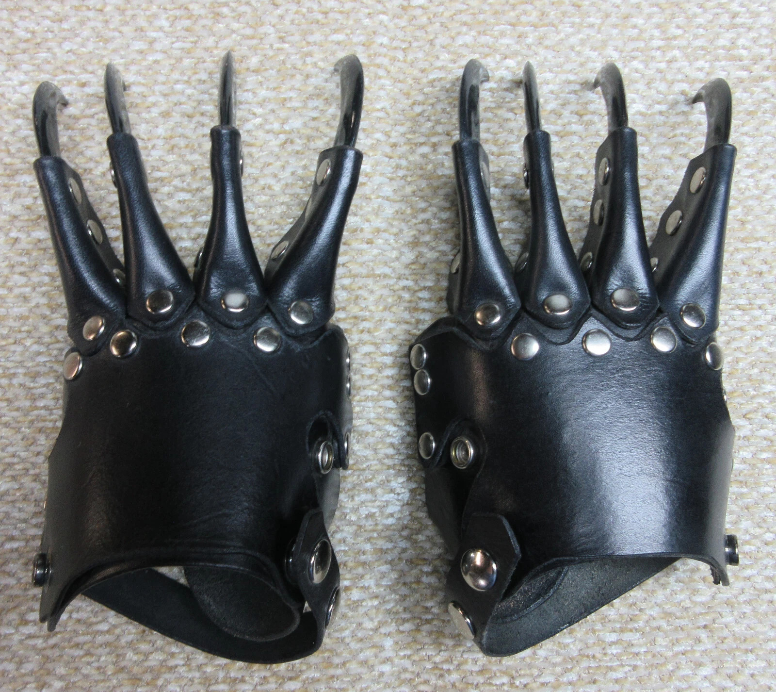 Black Leather Dragon Claw Bracers Gauntlets for Fantasy Faire Warrior Elven